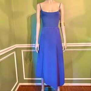 Theory- Slip Flared Dress, “Steel Blue Crepe Combo”, Size L, NWT